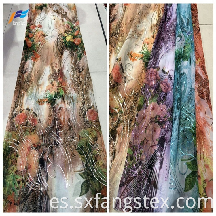 100% Polyester Chiffon Sequins Voile Woven Fabric 2